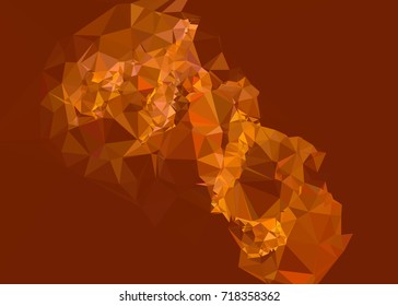 Geometric low polygonal background. Abstract mosaic backdrop in yellow color. Design element for book covers, presentations layouts, title backgrounds. Vector clip art.