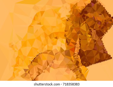 Geometric low polygonal background. Abstract mosaic backdrop in yellow color. Design element for book covers, presentations layouts, title backgrounds. Vector clip art.