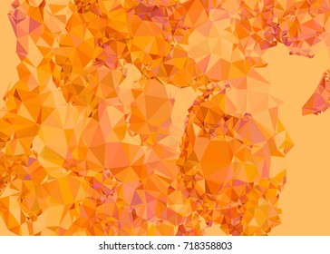 Geometric low polygonal background. Abstract mosaic backdrop in yellow color. Design element for book covers, presentations layouts, title backgrounds. Vector clip art.