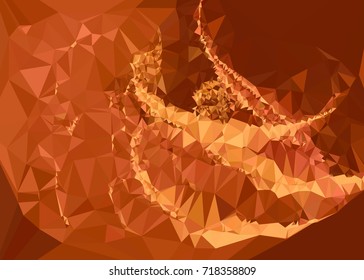 Geometric low polygonal background. Abstract mosaic backdrop in yellow color. Design element for book covers, presentations layouts, title backgrounds. Vector clip art.