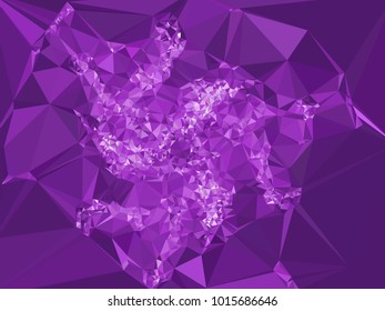 Geometric low polygonal background toned in violet color. Design element for book covers, presentations layouts, title and page backgrounds. Vector clip art.
