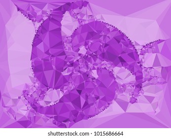 Geometric low polygonal background toned in violet color. Design element for book covers, presentations layouts, title and page backgrounds. Vector clip art.