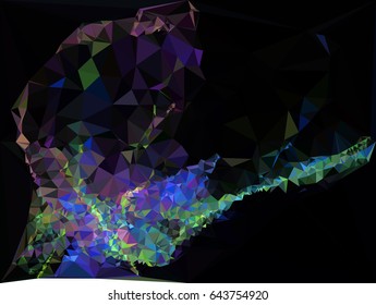 Geometric low polygonal mosaic backdrop. Vector clip art.