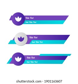 Geometric lower third banner design collection in purple and blue colour which is used to highlight name, designation and text in videos and presentation.