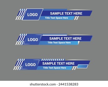Geometrisches Design der unteren dritten Bannervorlage. Blaue untere Drittel setzen Schablonen-Vektor.