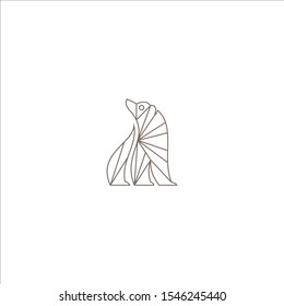 Geometric low-poly bear banner. Abstract outline polygonal animal. Isolated triangle bear on white background.