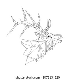 Geometric low-poly deer banner. Abstract outline polygonal animal. Isolated triangle deer on white background. 