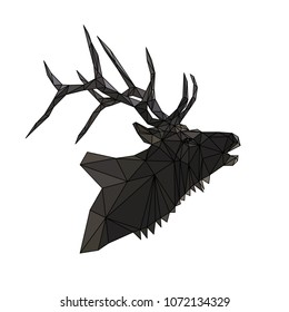 Geometric low-poly deer banner. Abstract polygonal animal. Isolated triangle deer on white background. 