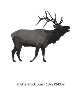 Geometric low-poly deer banner. Abstract polygonal animal. Isolated triangle deer on white background. 