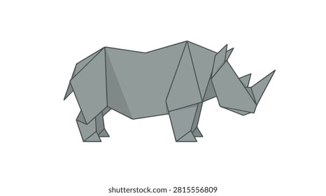 Geometric low-poly rhinoceros illustration suitable for digital art, educational materials, and creative presentations.