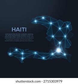 Representación geométrica de Vector de baja poli de Haití, que muestra ciudades iluminadas y grupos de población como puntos brillantes y estrellas inspiradas en el espacio