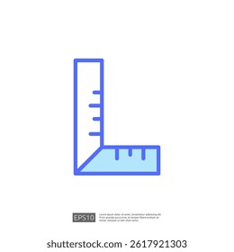 Geometric L-Shaped Measurement Tool Icon Representing Home Renovation Planning with a Focus on Construction Precision and Design Elements