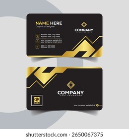 Geometric Luxury Business Card in Black and Gold for Creative Professionals