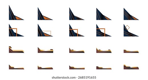 Geometrisches luxuriöses Ecken-Vektorset