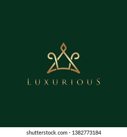 Geometric Luxury Creative Crown abstract Logo design vector template. Vintage Crown Logo Royal King Queen concept symbol Logotype concept icon. - Vector 