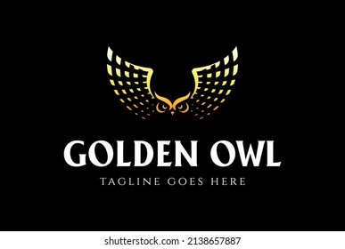 Geometric Luxury Flying Owl Bird Wings Logo Design Vector