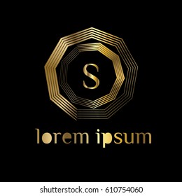 Geometric luxury  golden vector logo letter S