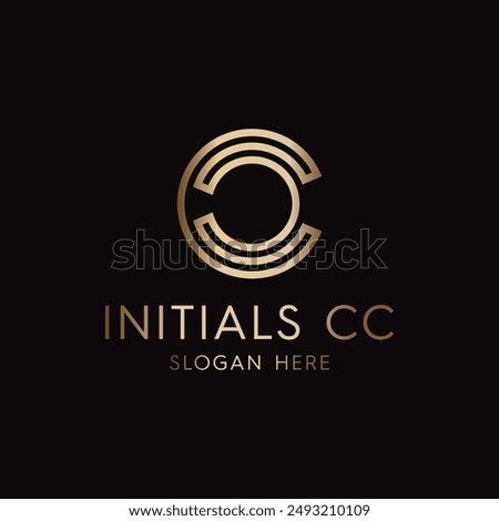 Geometric Luxury Initials CC Logo Vector Illustration