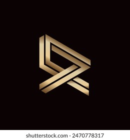 Letra geométrica de lujo R Logo Icon Vector