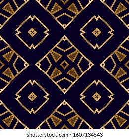 Geometric Luxury Seamless Pattern. Nouveau Print Texture. Seamless Pattern in Art Deco Style with Gold. Elegant Decorative Texture. Luxury Decorative Background.