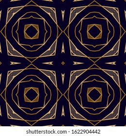 Geometric Luxury Seamless Pattern. Nouveau Print Texture. Art Deco Pattern with Mosaic Lines and Stripes. Chic Print Texture. Ornament with Mosaic Shapes.