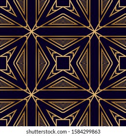 Geometric Luxury Seamless Pattern. Retro Background in Elegant Chic Style.  Seamless Pattern with Geometric Shapes. Chic Print Texture. Luxury Decorative Background.