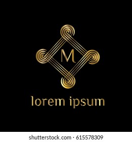 Geometric luxury vector logo for boutique, restaurant, hotel. Letter M monogram. 