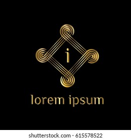 Geometric luxury vector logo for boutique, restaurant, hotel. Letter i monogram. 