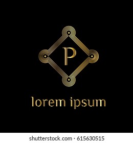 Geometric luxury vector logo. Letter P monogram