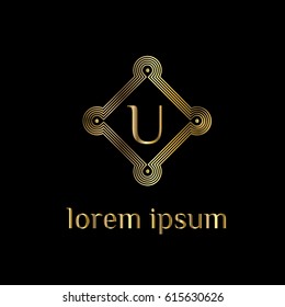 Geometric luxury vector logo. Letter U monogram