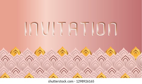 Geometric luxury water waves header pattern. pink vector illustration for invitation, cover, border. element for design