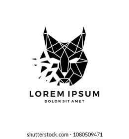 geometric lynx head logo vector icon explode download