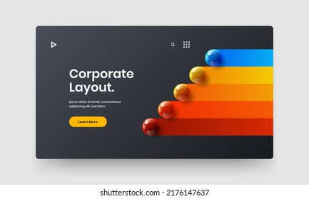 Geometric magazine cover design vector illustration. Simple realistic balls annual report concept.