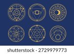 Geometric Magic circle collection, Astrology theme, Alchemy concept, for fantasy game element.