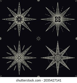 Geometric Magical Wizard Stars Seamless Pattern