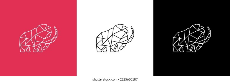 Geometric mammoth logo design template