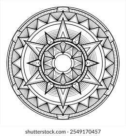 Geometric Mandala for Adult Coloring Book Page. Round Vector Pattern