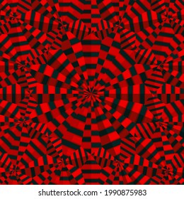geometric mandala with black and red mosaic.
