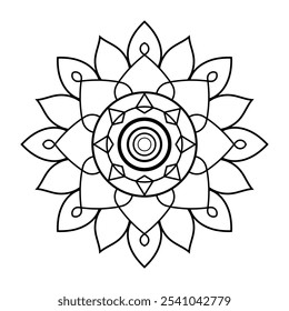 Geometric Mandala Coloring Book Design with Circular Patterns and Layers