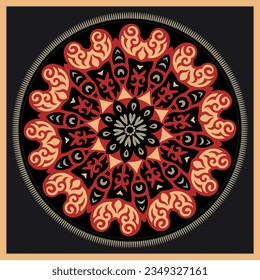Geometric mandala coloring book. Ornamental detailed mandala in vector. Coloring book page. Large size; meditative drawing.