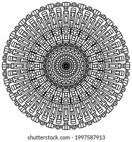 geometric mandala for coloring on a white background, vector
