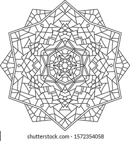 Geometric Mandala Coloring Page Adult Black Stock Vector (Royalty Free ...