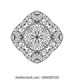 Geometrisches Mandala. Farbige Seite auf weißem Hintergrund. Abstraktes Dekorativ