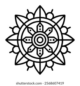 Geometric Mandala Design in Black and White - Royalty-Free Vector.