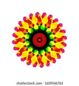  Geometrisches Mandala Design. Konstruktionselement für Kreissornamente. Mandala Blumendekoration. geeignet für Logo, Symbol oder Symbol, etc. Vektorillustration