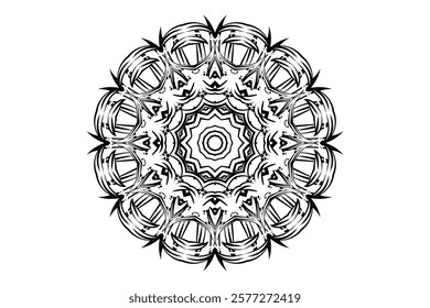 Geometric Mandala Design with Dark Tones on Light Contrast	
