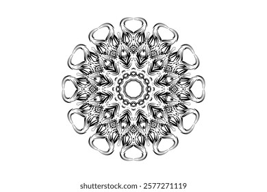 Geometric Mandala Design with Eight Pointed Star and Radiating Shapes	
