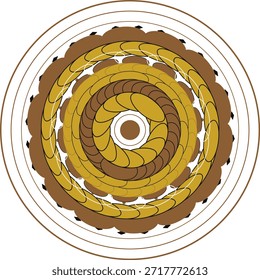 Ein geometrisches Mandala-Design mit rosa und weißen Farben, das mit einem symmetrischen Muster erstellt wurde. Dieses Vektorbild kann für verschiedene grafische Gestaltungszwecke verwendet werden.