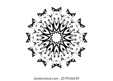 Geometric Mandala Design with Shades of Gray and White for Spiritual Balance	
