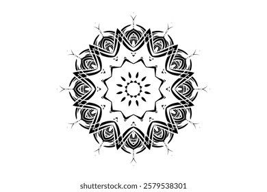 Geometric Mandala Design with Star Motif and Detailed Concentric Circles	
